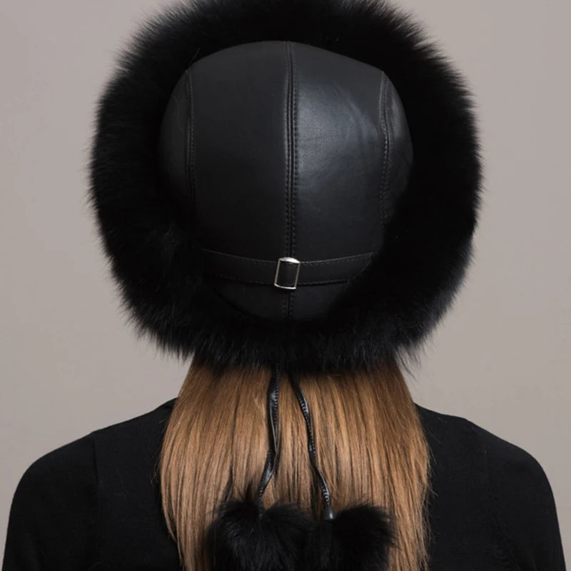 Fox Fur Hat – Real Fox Fur – Winter Warm Cap For Women | KIMLUD