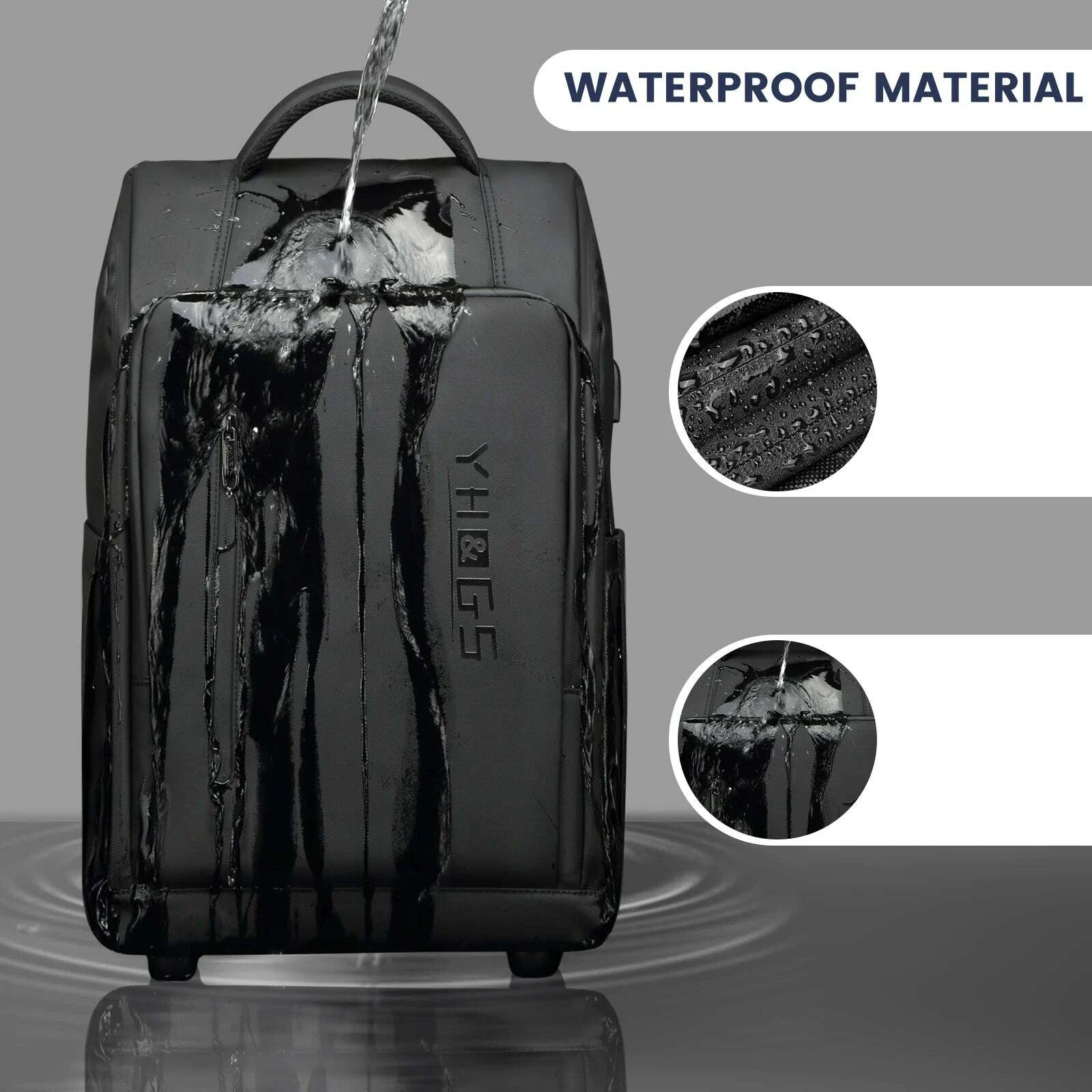 KIMLUD, RUCYEN Rolling Backpack 15.6in Laptop Water Resistant Large Capacity Travel Luggage Wheeled Backpack with USB Shoulders Luggage, KIMLUD Womens Clothes