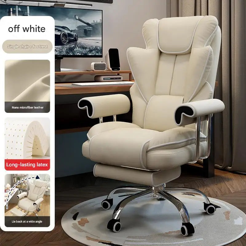 Ergonomic Kneeling Office Chair Cortex Upholstery With Contoured Backrest And Five-Star Mobility — Cream Ivory | KIMLUD