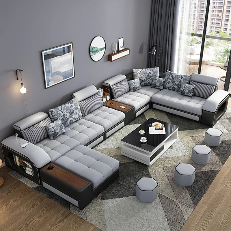 #@ Modern Luxury Living Room Modular Combination Sofa Furniture Set Multifunctional U Shaped 7 Seater Sectional Corner Sofa
