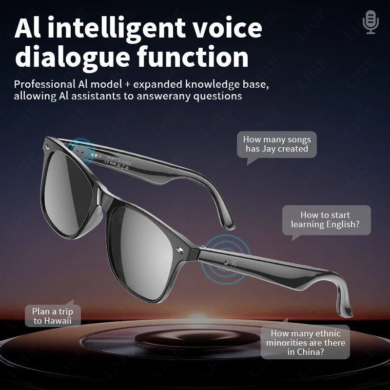 AI smart glasses AI intelligent voice video real-time translation Multiple lenses such as sunglasses,myopia,can be configured