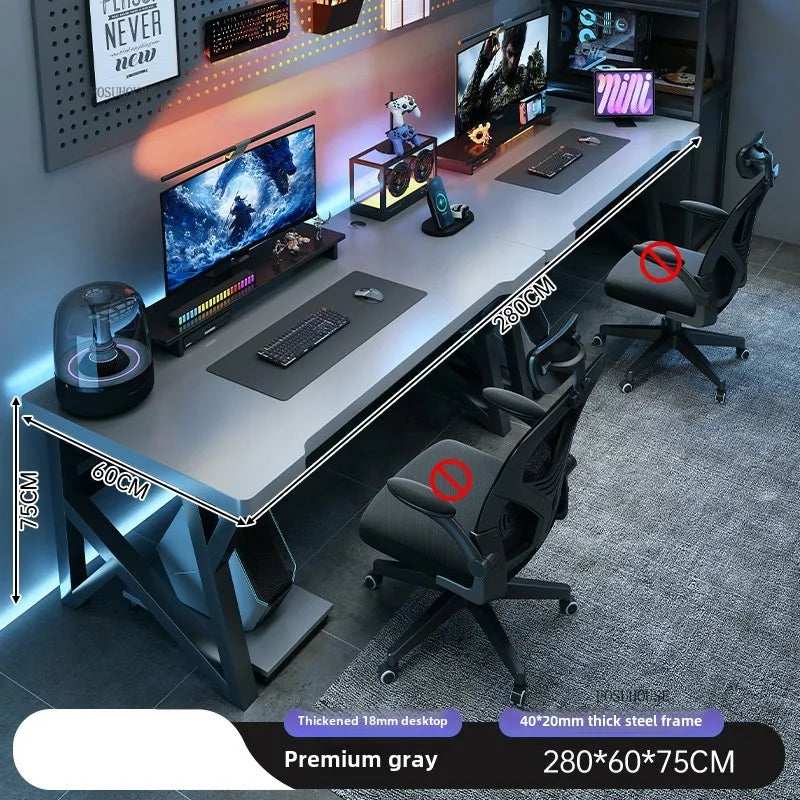 Matte Finish Desk Double Computer — Black | KIMLUD