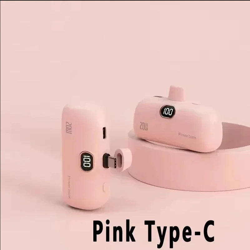 Mini Power Bank 2000/5000mAh Built Cable Portable Mobile Charger Fast Charger Spare Battery Capsule Power bank For iPhone Type-C