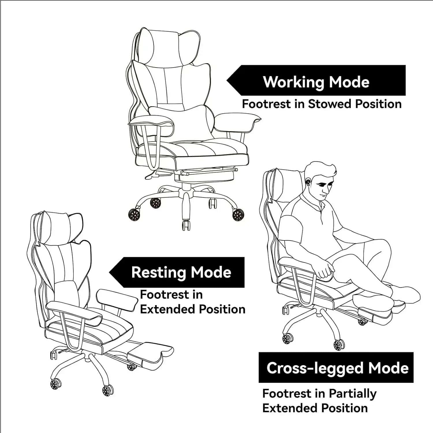 KIMLUD, Big and Tall Office Chair 400LBS, Heavy Duty Executive Office Chair with Foot Rest, Home Office Desk Chairs, KIMLUD Womens Clothes