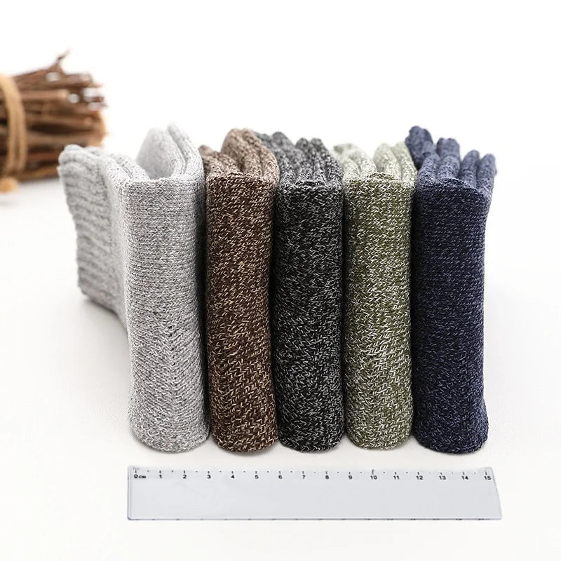 Thermal Cotton-Blend Socks 5-Pair Pack For Men — Black | KIMLUD