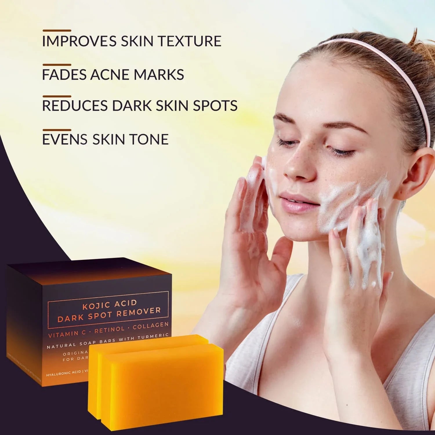 Kojic Acid Facial Soap Brightening — Golden Amber | KIMLUD