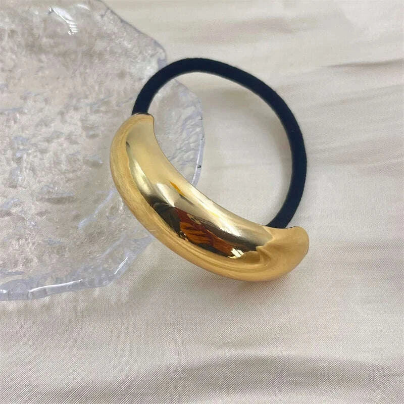 KIMLUD, 2024 New Simple U-shaped Matal Hair Rope Advanced Design Sense Gold Elastic Hair Bands Hair Accessories For Women, KIMLUD Womens Clothes