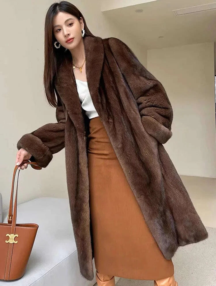 KIMLUD, High Quality Fur Coat Imitating Fox Fur Women's Fur Coat 2025 New Winter Thick Temperament Mink Fur Leisure Women's Fur Coat 624, KIMLUD Womens Clothes