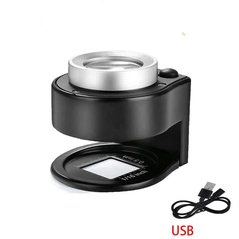 KIMLUD, 60x magnifying glass USB rechargeable Magnifier Glass Optical Glass Lens Loupe with 6 LED UV lights for Coin Stamps Jewelry, KIMLUD Womens Clothes