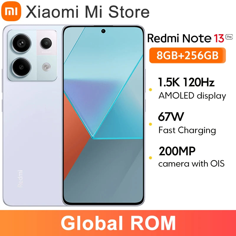 Xiaomi Redmi Note 13 Pro 5G Global ROM Smartphone 120Hz Screen 5100mAh 67W Fast Charging Cellphone Snapdragon 7s Gen 2