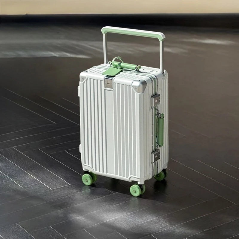 Wide-Handle Travel Suitcase With Cup Holder — Black | KIMLUD