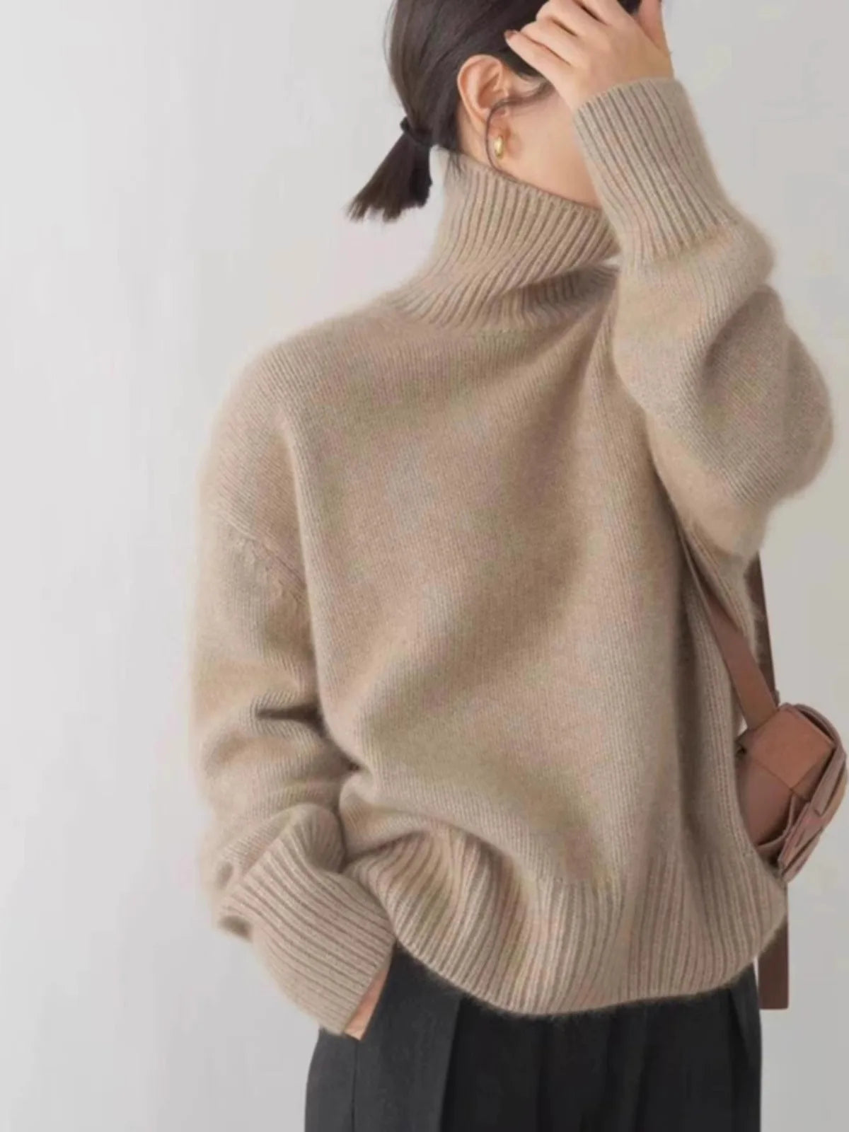 Turtleneck Sweater – High Neck – Cashmere – Loose Fit | KIMLUD