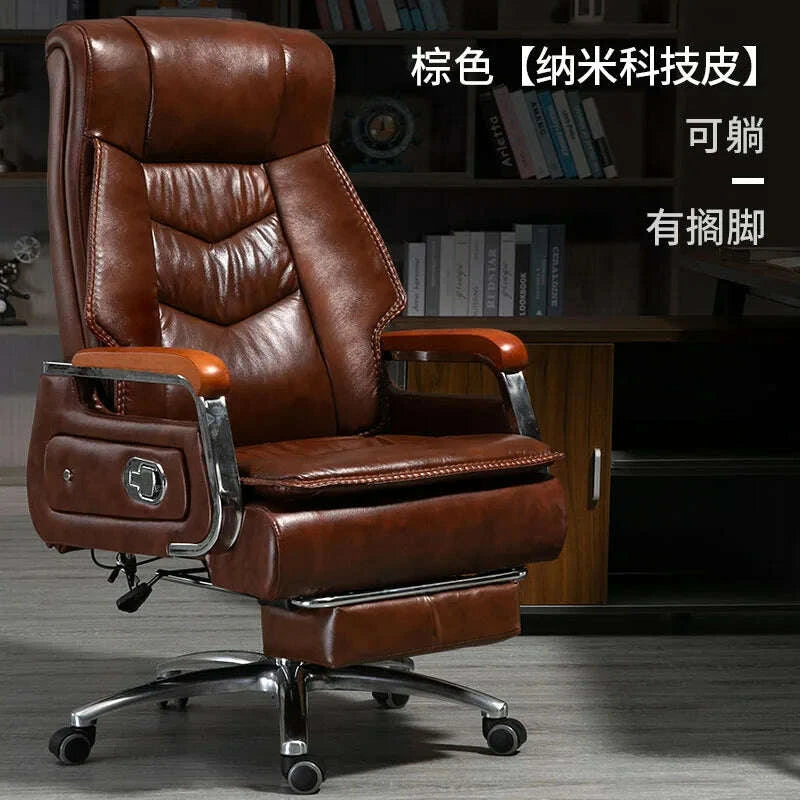 KIMLUD, Swivel Office Chair Recliner Vintage Leather Study Arm Office Chair Ergonomic Luxury Cadeira Para Computador Furniture Home, KIMLUD Womens Clothes