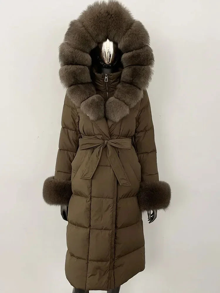 Down Coat – Fur Collar Hooded – Duck Down – White | KIMLUD