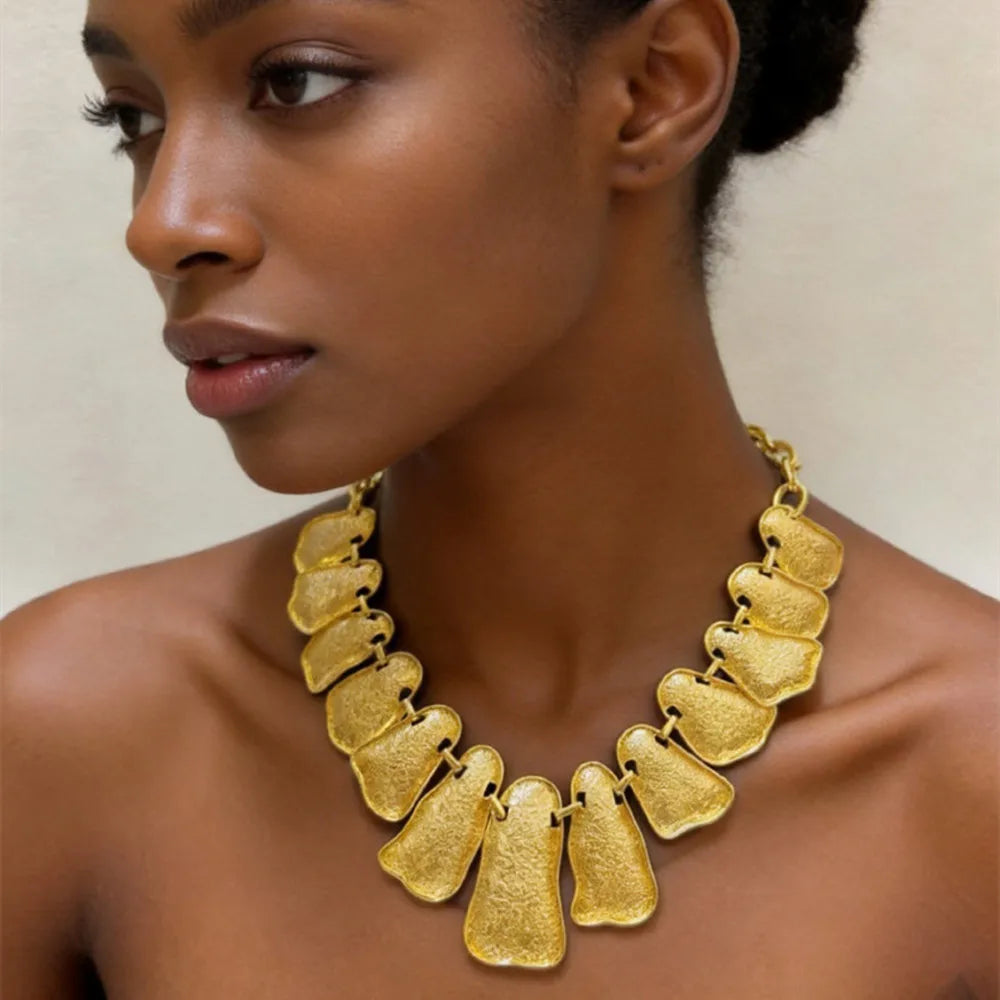 Handmade Exaggerated Women's Multi Metal Alloy Abstract Geometric Choker Necklace Jewelry Fashion Party Show Dress Accessory