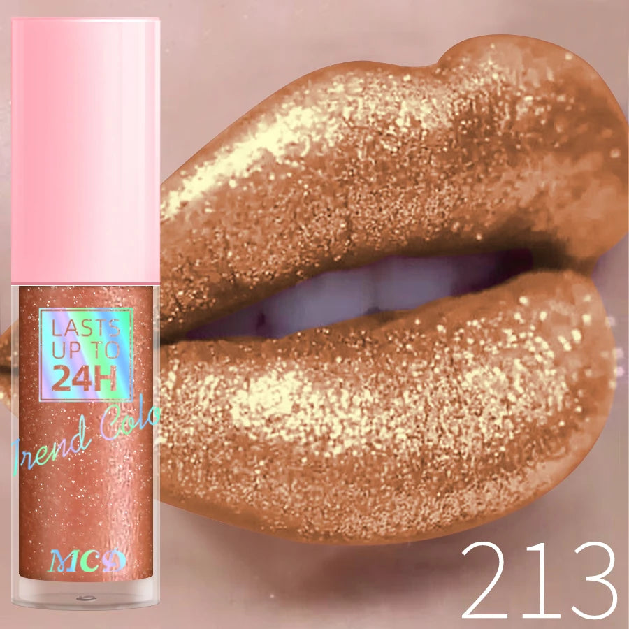 18 Colors Diamonds Glitter Lip Gloss Long Lasting Waterproof Liquid Lipstick Pearl Shining Lip Color Sparking Lip Makeup Women