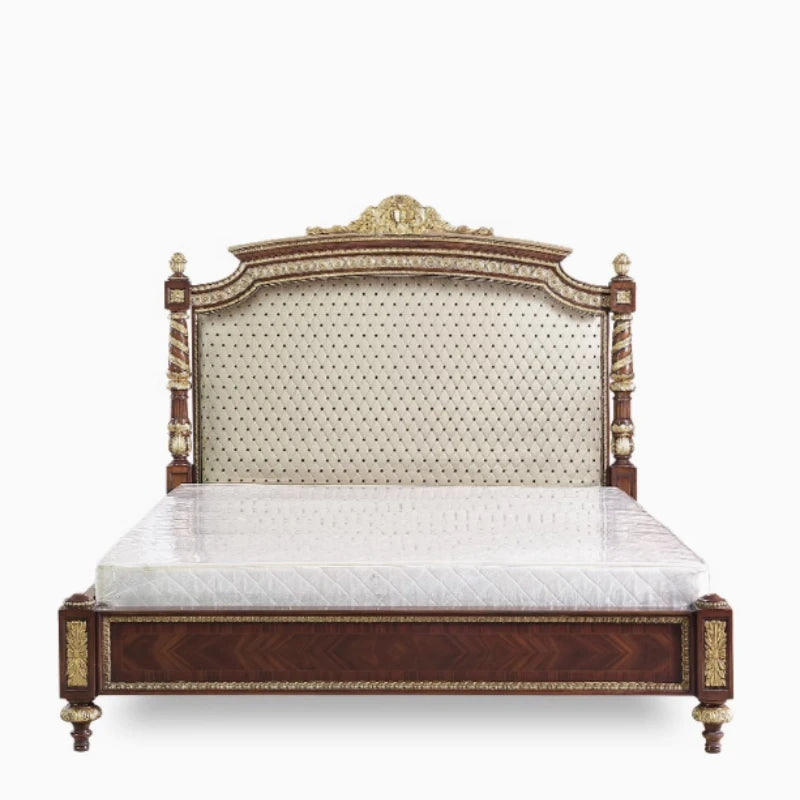 Ivory-Cream Upholstery Double Bed Square Frame — Ivory | KIMLUD
