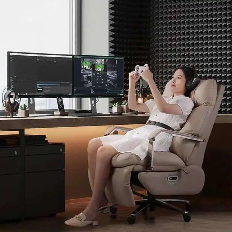 Nordic Cortex Fabric Recliner Chair Ergonomic — White | KIMLUD