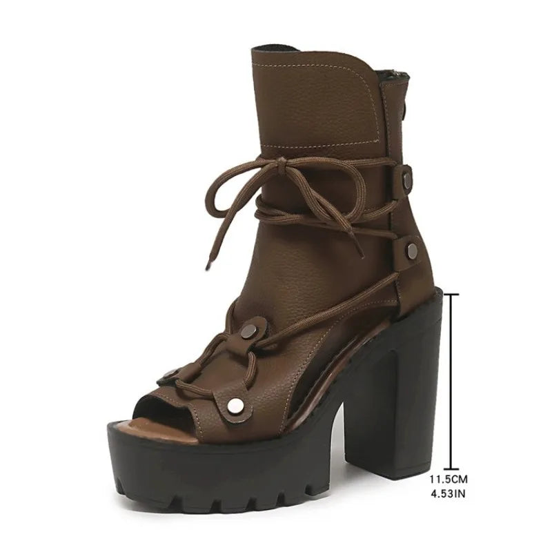 Platform Ankle Boots – Open Toe – Platform Silhouette | KIMLUD