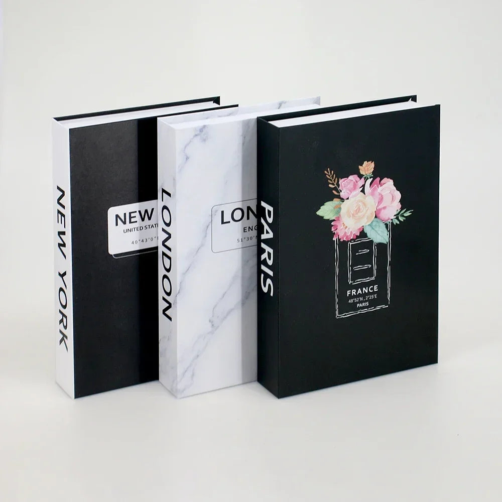 Foldable Faux Books Three-Piece Set for Couture Coffee Table Decor — Black | KIMLUD