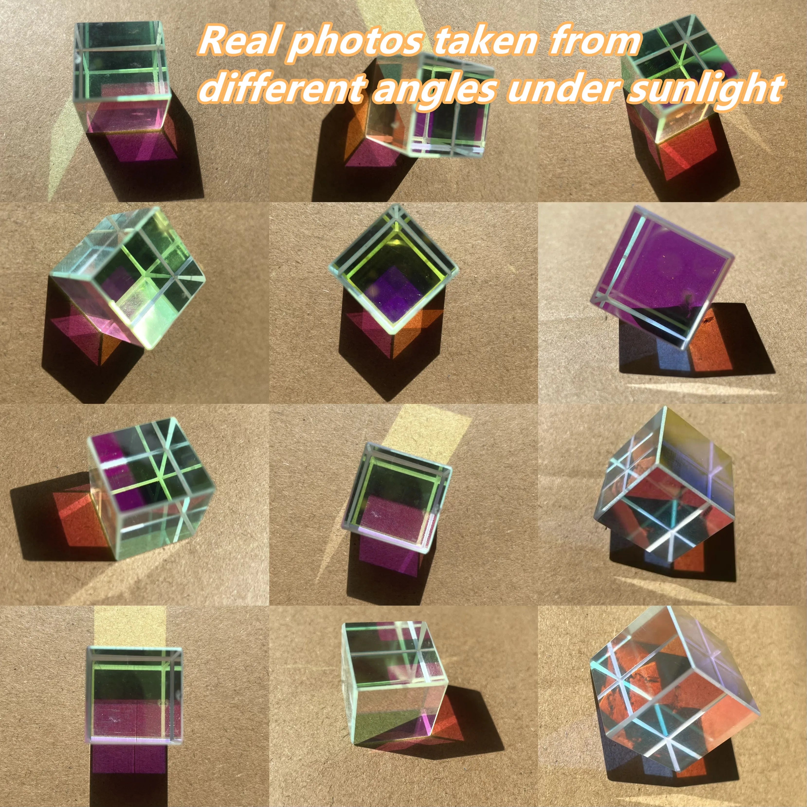 Crystal Prism Cube 20mm Hexahedral — Iridescent Rainbow | KIMLUD