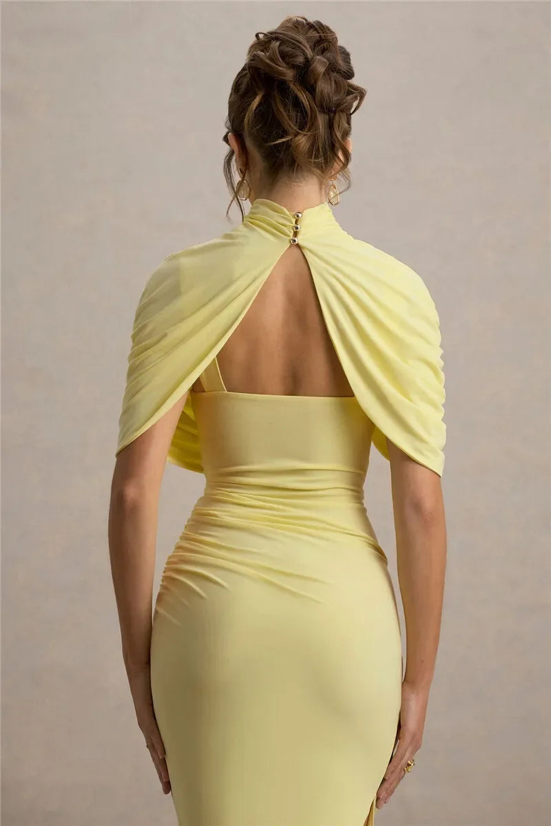 Maxi Dress – Backless Ruched Slim Silhouette | KIMLUD
