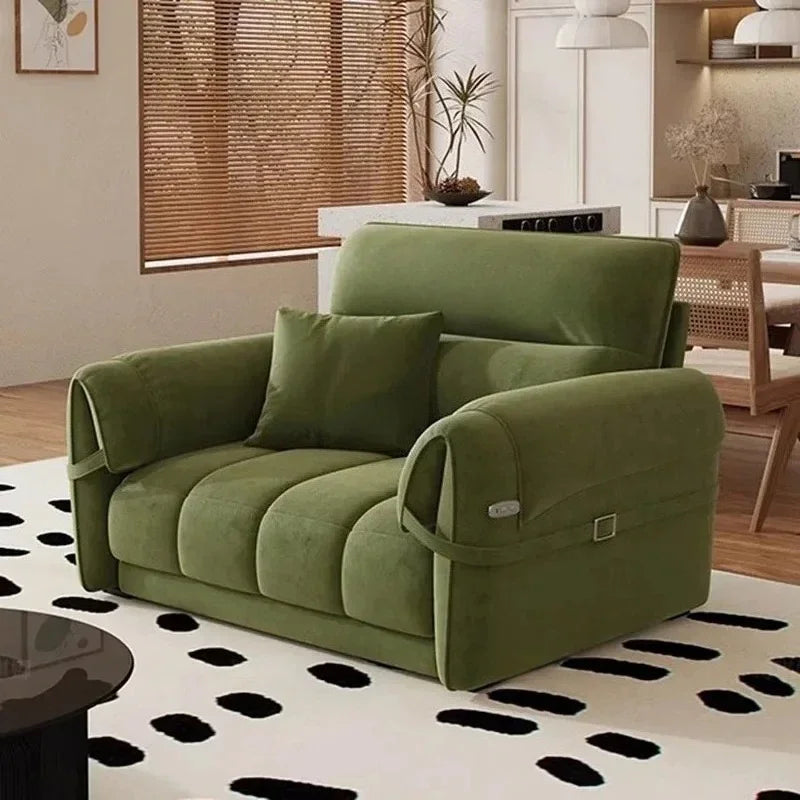 Nordic Modern Sofa Extendable Floor Recliner — Green | KIMLUD