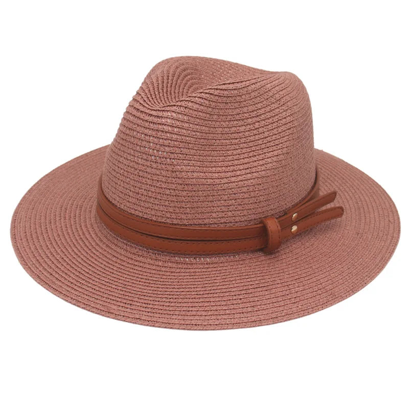 Straw Panama Sun Hat Grass-Knitted Breathable — Natural | KIMLUD