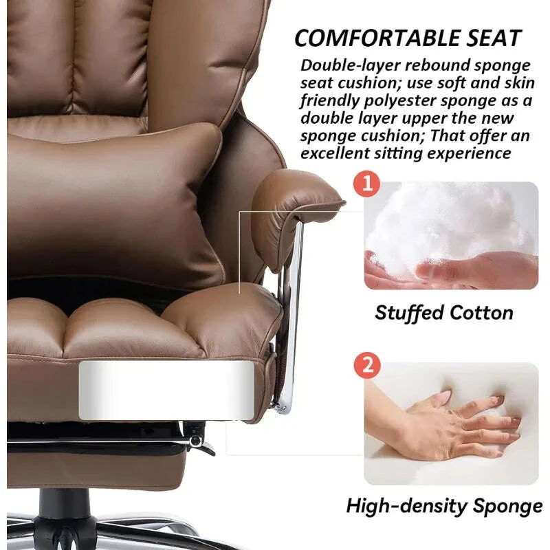 KIMLUD, Big and Tall Office Chair 400lbs – PU Leather Executive Office Chair with Lumbar Support & Leg Rest, Heavy-Duty Computer, KIMLUD Womens Clothes