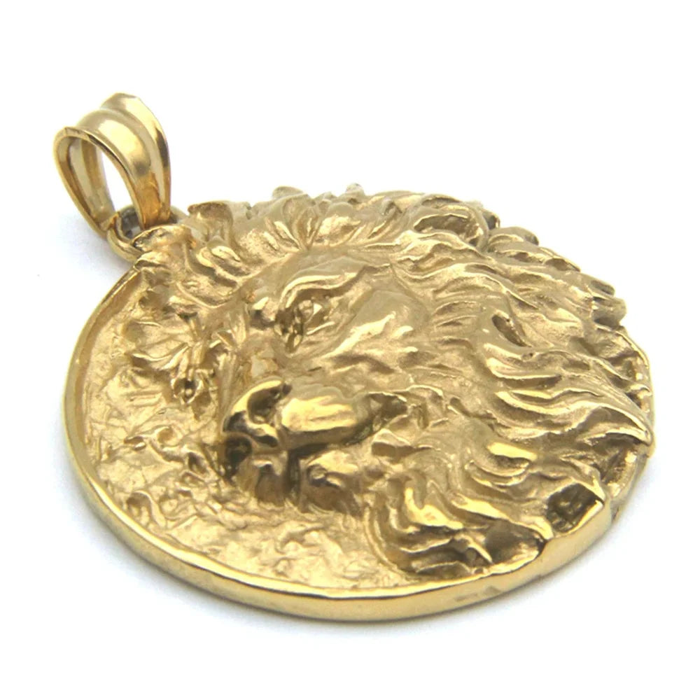 316L Stainless Steel Lion Pendant Necklace — Silver | KIMLUD