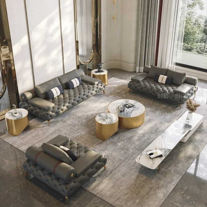 Italian Genuine Leather Sofas Sectional Modern Luxry Designer Loveseat Sofa 3 Piece Set Woonkamerbanken Living Room Furniture