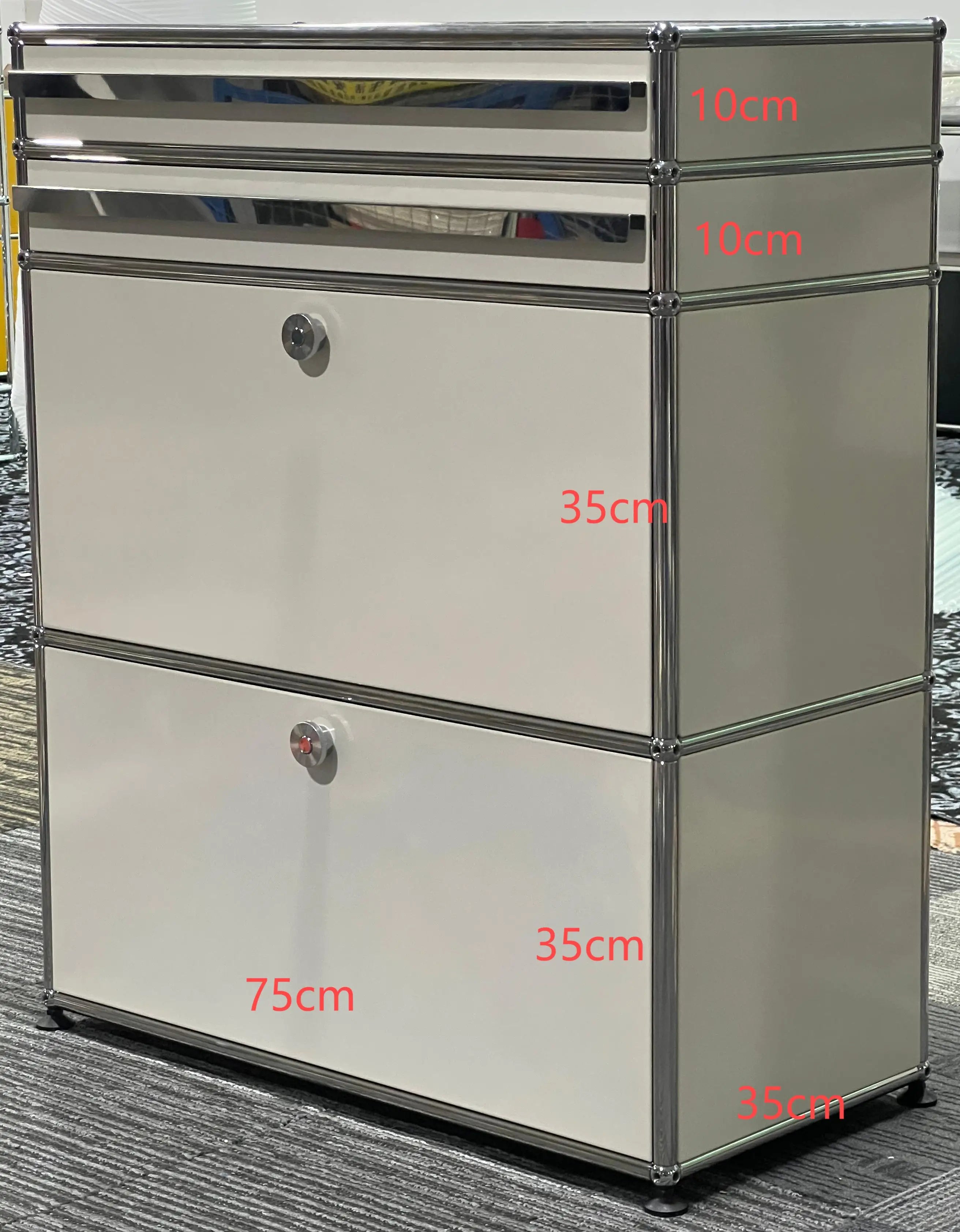 Stainless Steel Nightstand Modular Storage — Red | KIMLUD