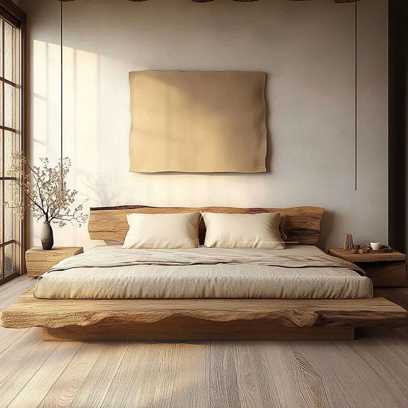 Mahogany Wood Bed Frame Tatami — Mahogany | KIMLUD