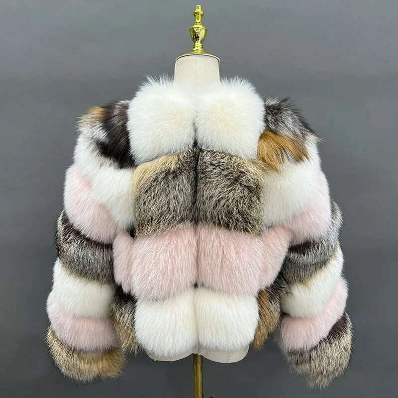 KIMLUD, Women Winter Coats Warm Fox Fur Coats Real Natural Fox Fur Coat Fur Coat Thick Jackets V-neck New Arrival, KIMLUD Womens Clothes