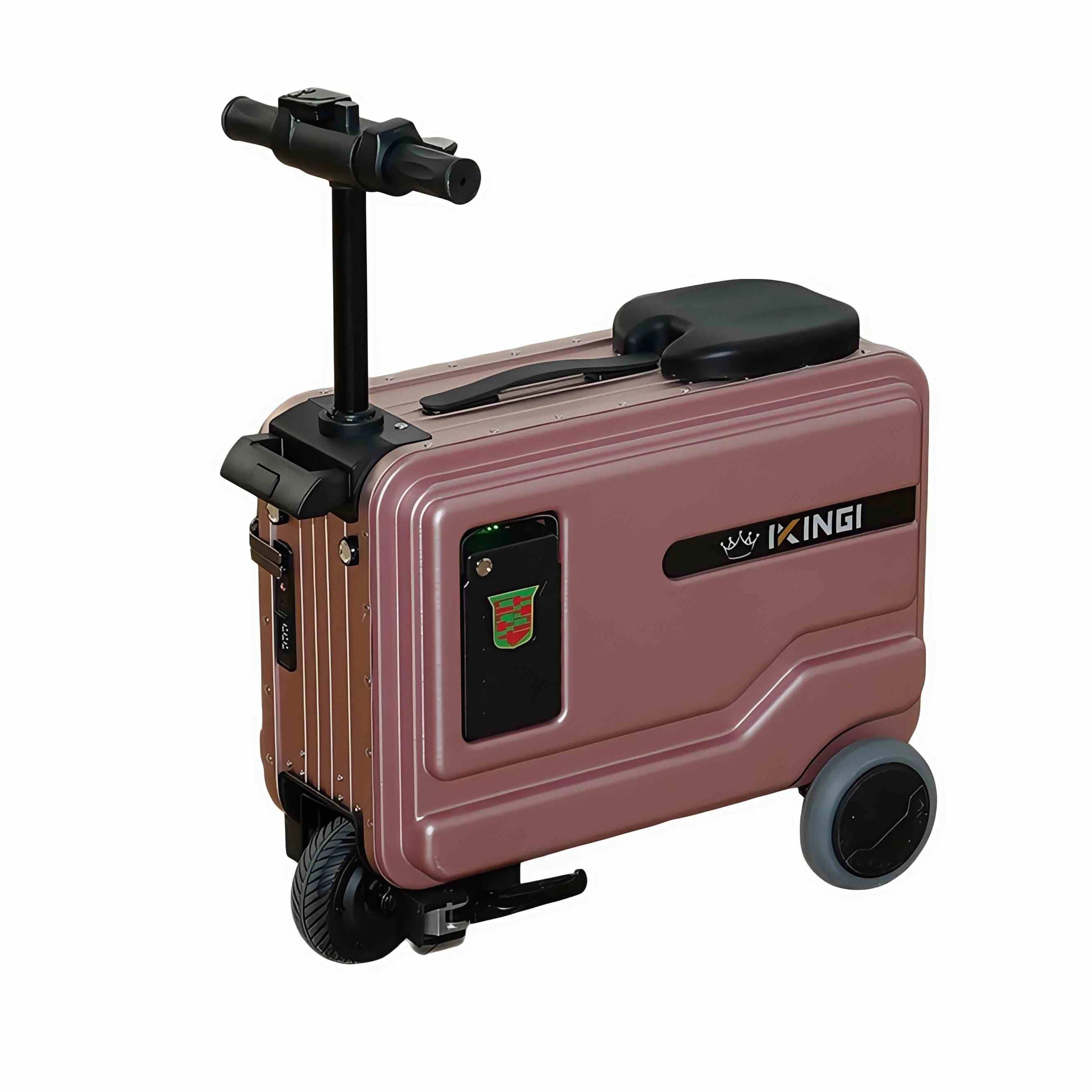 Polycarbonate Luggage Electric Scooter With Aluminum Frame And Quiet Glide — Silver | KIMLUD