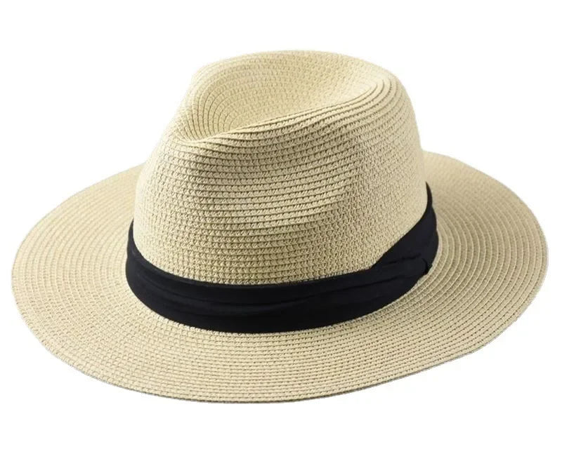 Panama Straw Sun Hat Plus Size 63cm Unisex — Natural | KIMLUD