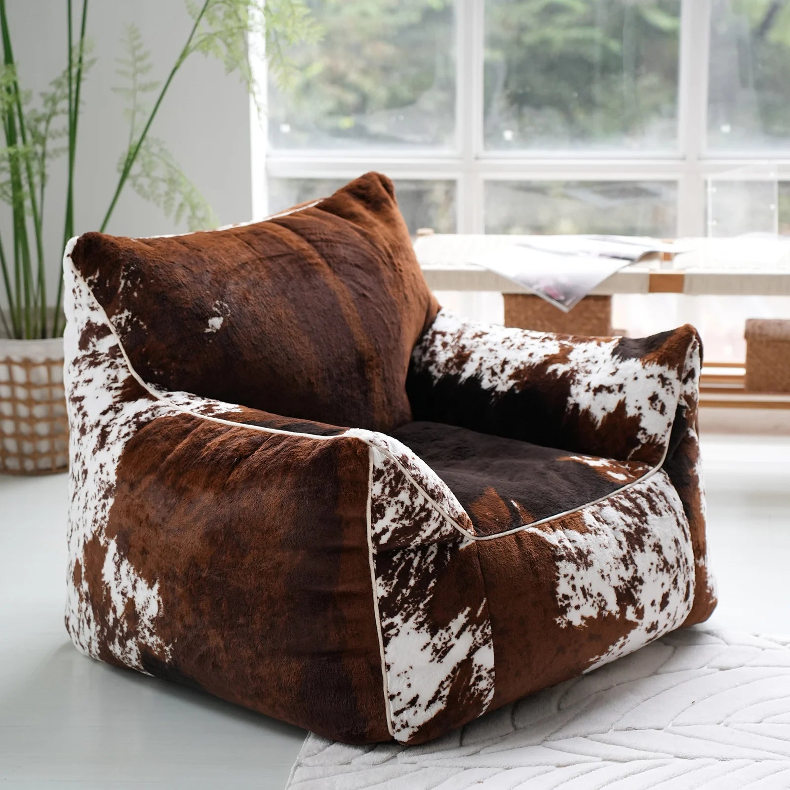 Minimalist Bean Bag Sofa Designer Soft Modern Lounge Seating For Cozy Living Rooms — Brown | KIMLUD