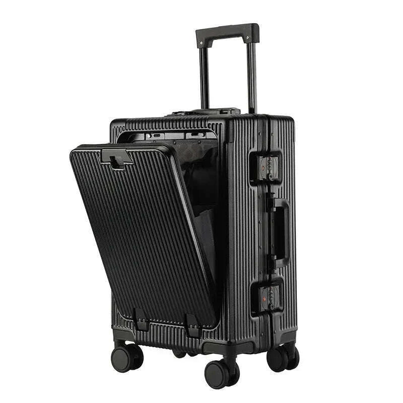 front-opening-large-capacity-rolling-luggage-case-aluminum-frame-trolley-case-usb-charging-boarding-suitcase-with-cup-holderskimlud-womens-fashion-34614723