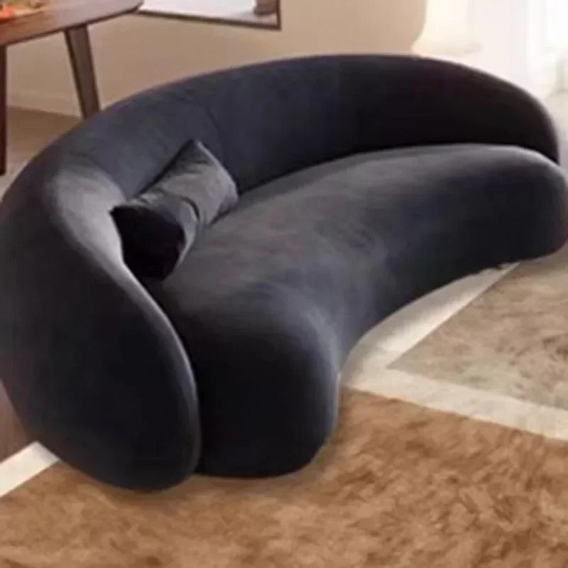 Nordic Velvet-Inspired Sofa Curved Silhouette With Plush Cushioning — Olive Green | KIMLUD