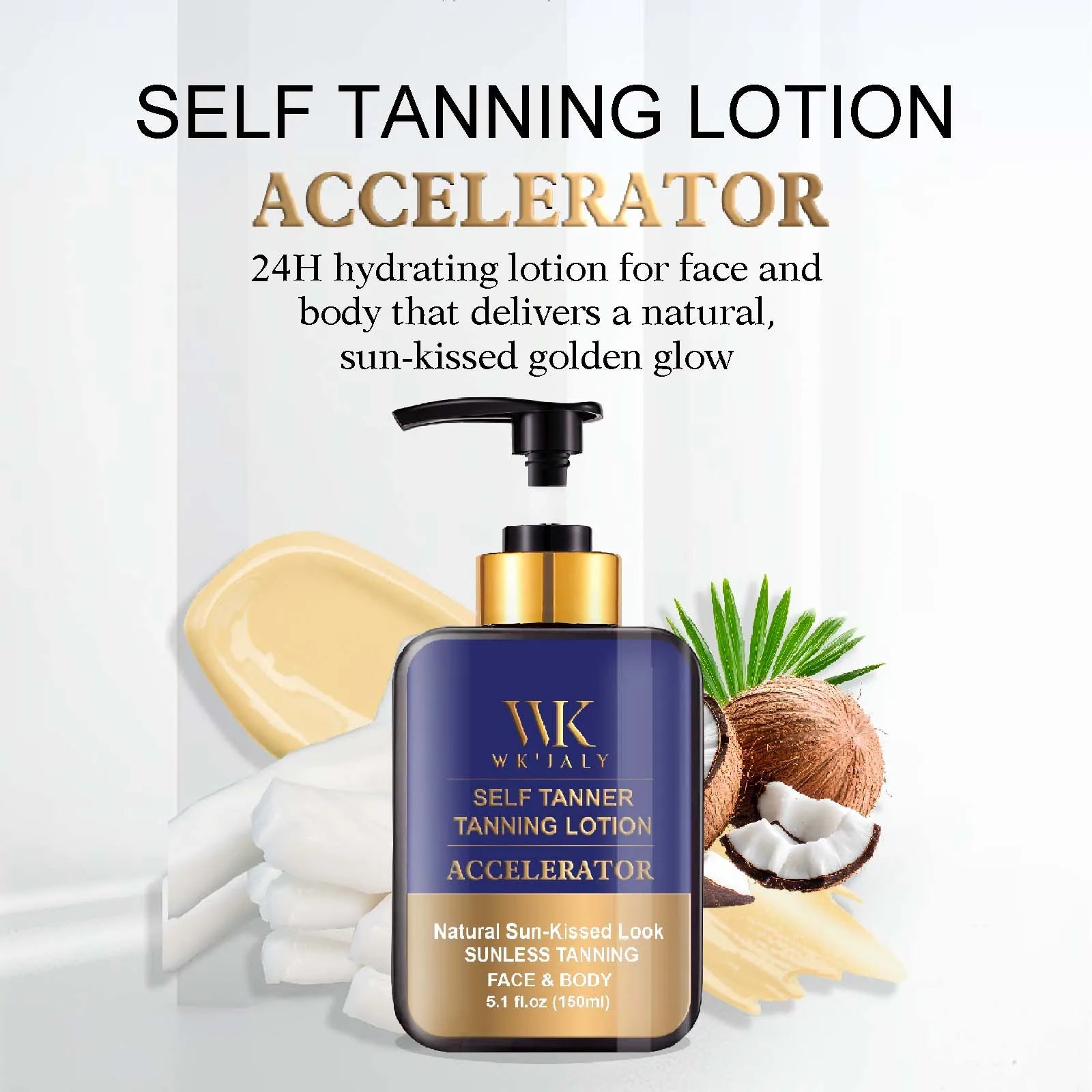 Sunless Tanner Body Lotion Coconut Oil Carrot Oil Shea Butter — Fair To Medium | KIMLUD