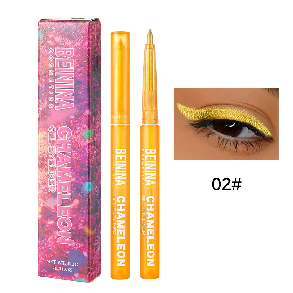 Metallic Chameleon Eyeliner Gel Pen Glitter Multicolor Effect Waterproof Quick Dry — Blue | KIMLUD