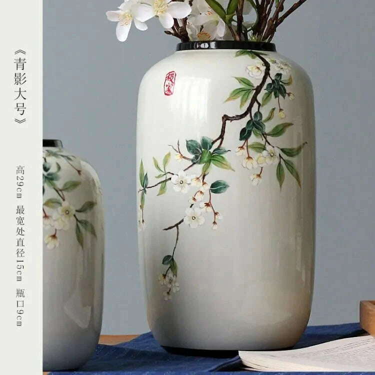 KIMLUD, Chinese ceramic vase ornament, living room entrance floral art, home hydroponics creative simple round housewarming gift flower, KIMLUD Womens Clothes