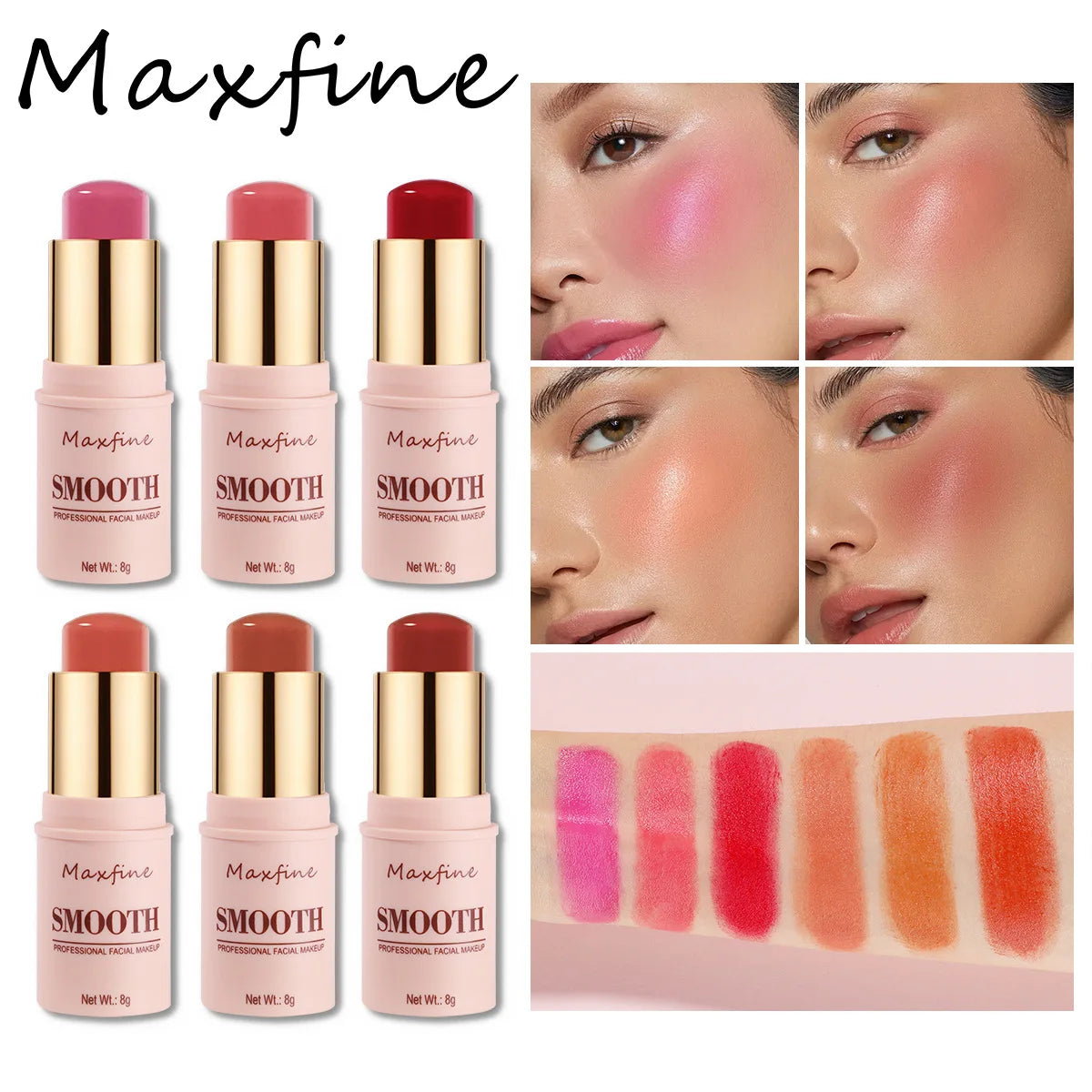 Sculpting Smooth Blush Stick With Natural Long Lasting Effect For Brightening And Universal Use On Eyeshadow And Lips