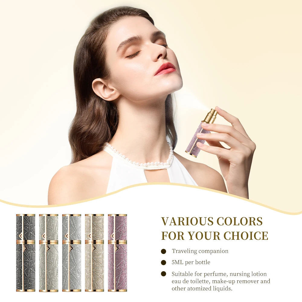 5ml Leather Perfume Atomizer Portable Liquid Cosmetics Containers Traveling Mini Perfume Refillable Bottles Empty Spray
