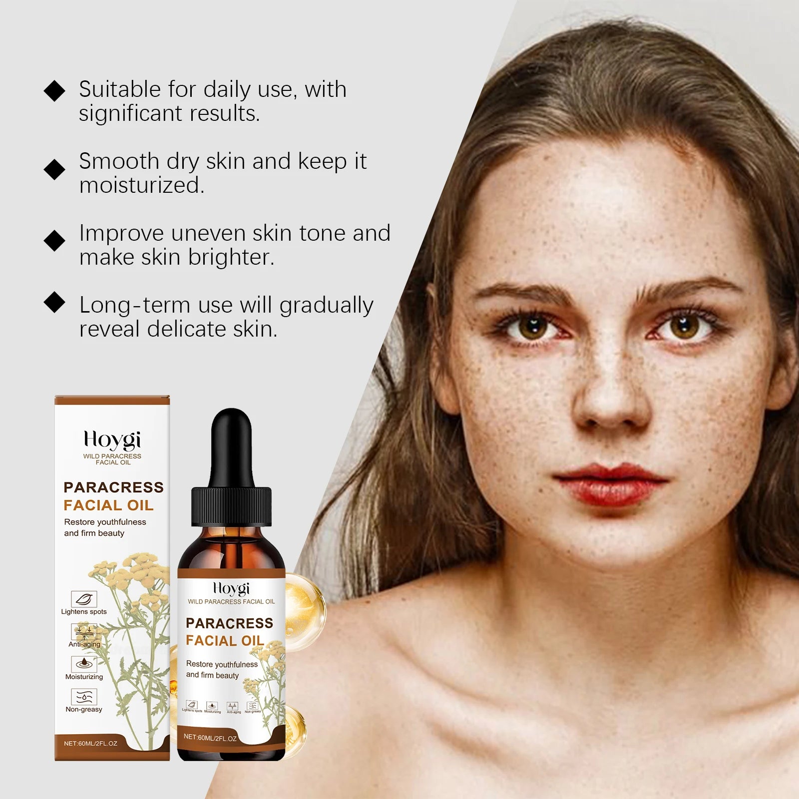 Paracress Facial Oil Repair Damaged Skin Sagging Improvement Reduce Redness Strengthen Barrier Brightening Skin Essencial Oil