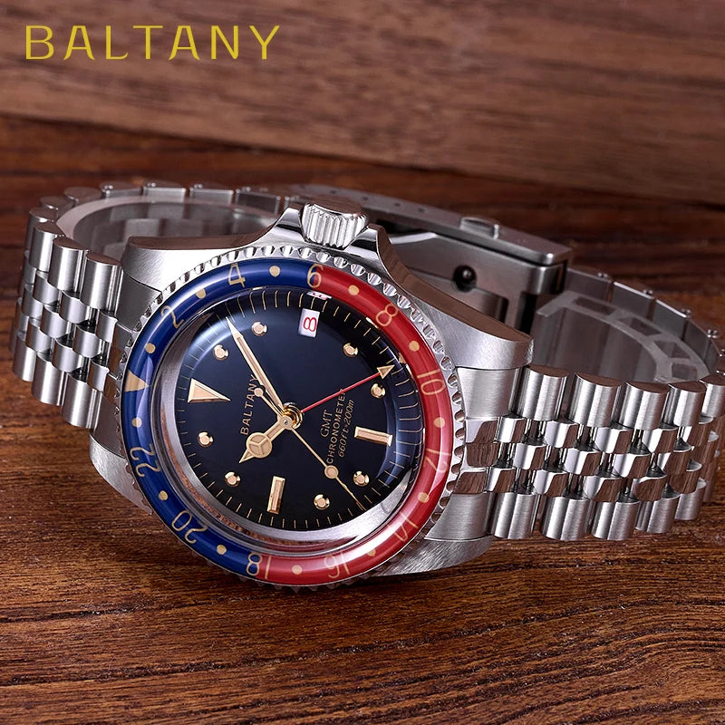 Baltany 39MM 1957s GMT Master Homage Watch Man S6074 NH34 Automatic Dome Sapphire 20ATM Stainless Steel Bracelet Sports watches