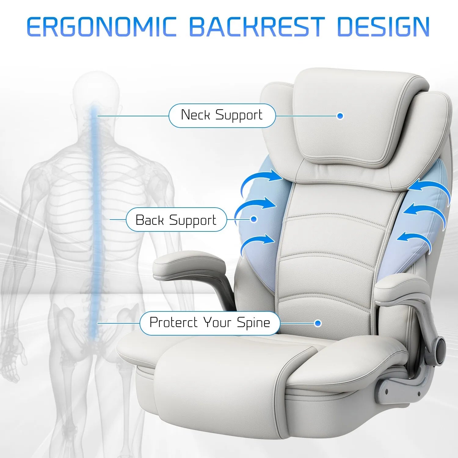 Big and Tall Fabric Computer Chair Full Stainless Steel Comfortable Ergonomic Chair