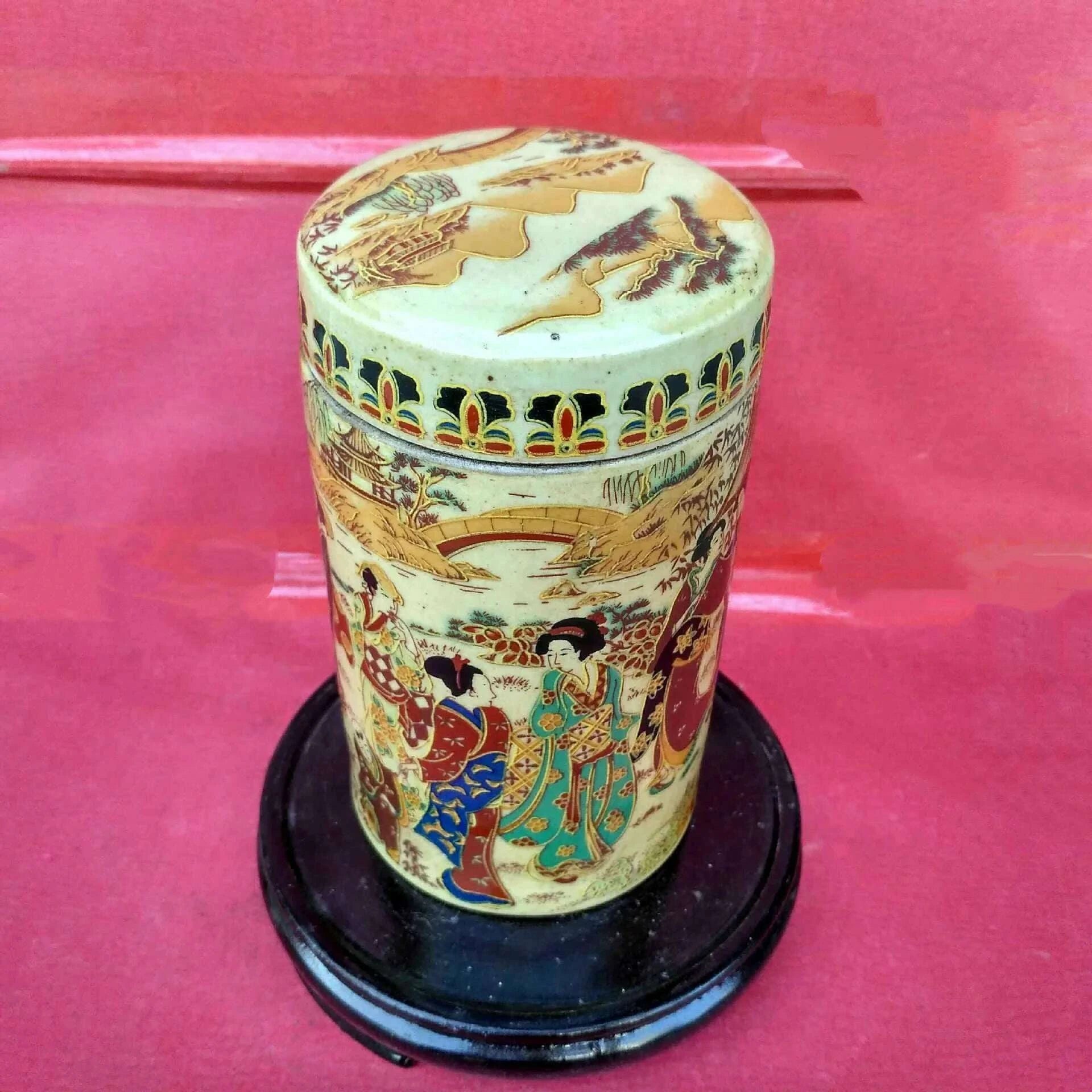 KIMLUD, Chinese Creative Antique rose porcelain Tea Jar Tea Tube Home Collection Ornament Crafts, KIMLUD Womens Clothes