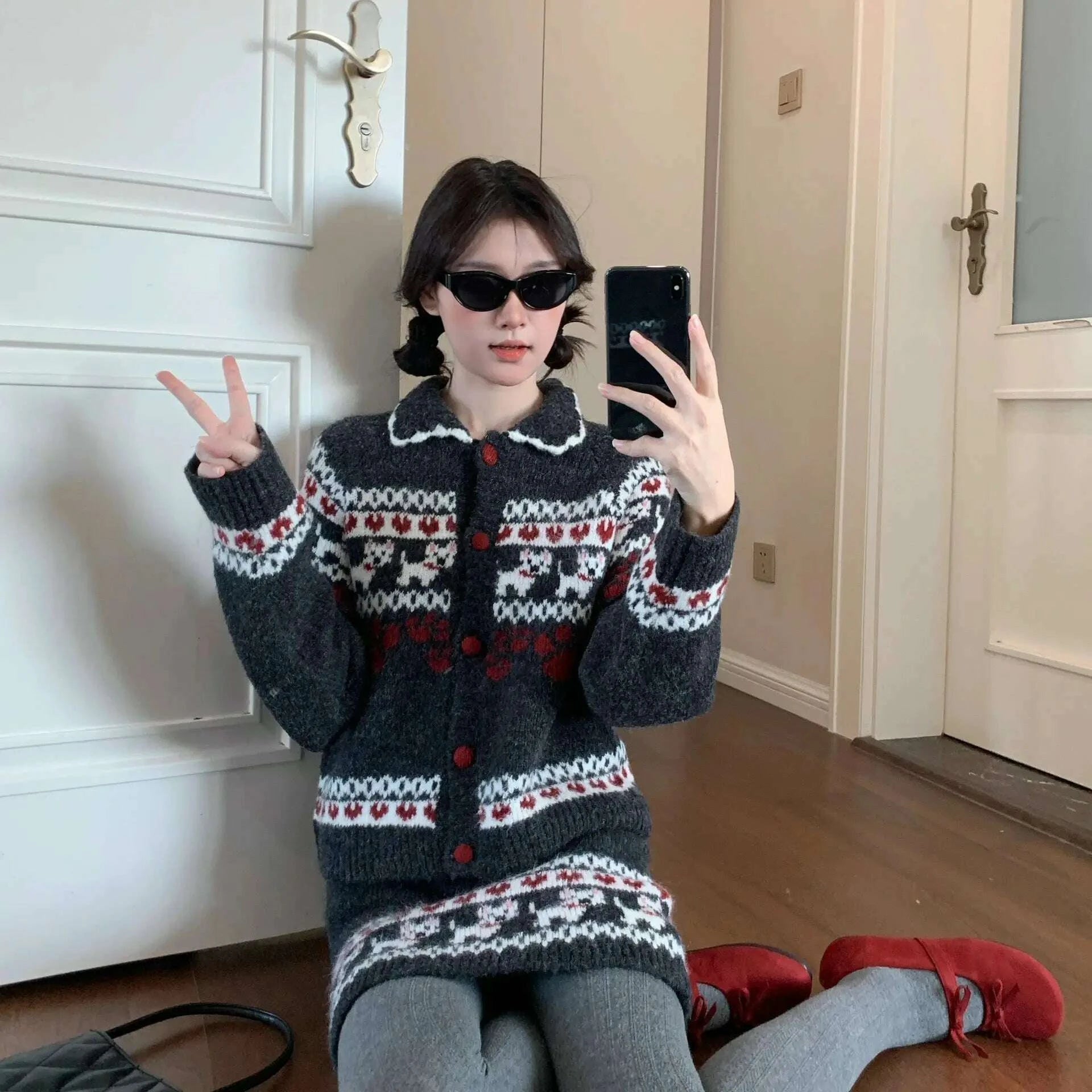 KIMLUD, Knitted Suit Women 2025 Fashion Vintage Sping Autumn Cardigan Sweater Coat Short Skirt Ladies Two Piece Set Outfits, KIMLUD Womens Clothes