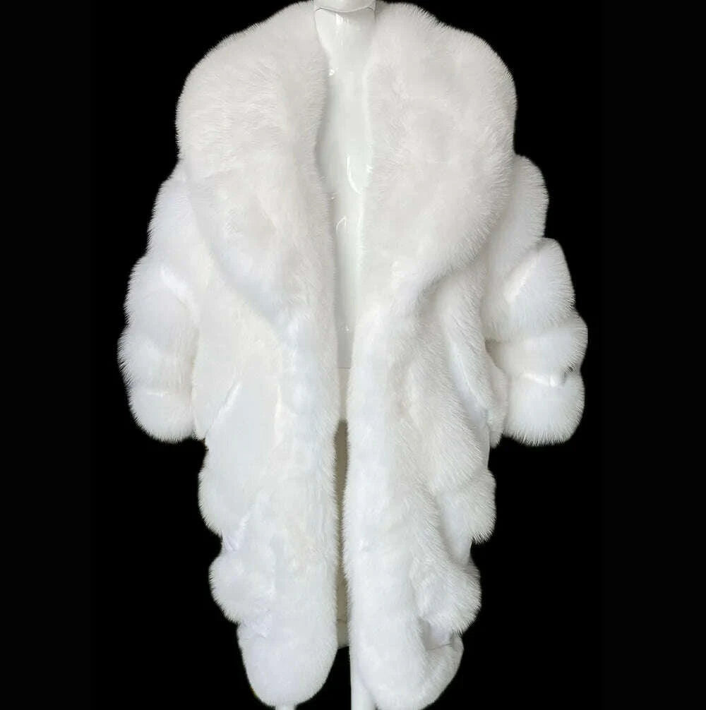 KIMLUD, YOLOAgain 2025 Winter Warm Luxury Real Fox Fur Coat Women Pink Fox Fur Jacket Long, KIMLUD Womens Clothes